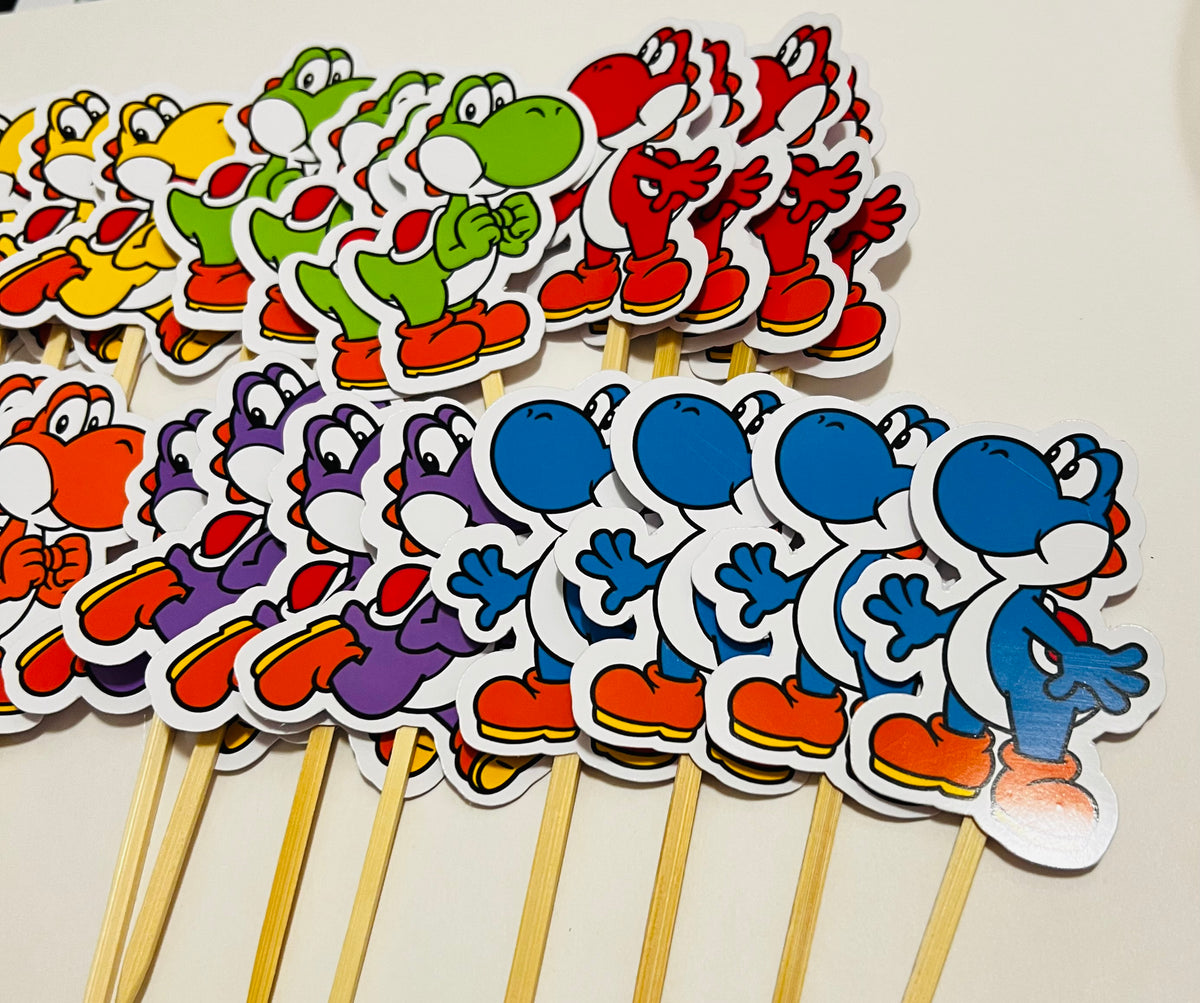 Customized Rainbow Dinosaur Cupcake Toppers, Multi Coloured Dino Toppers