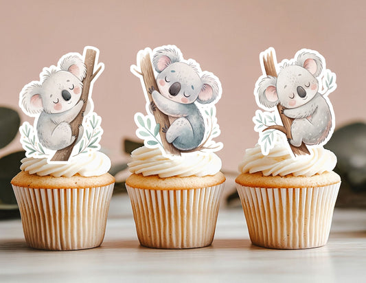 Koala Animal Cupcake Toppers, Zoo Animal Cupcake Toppers