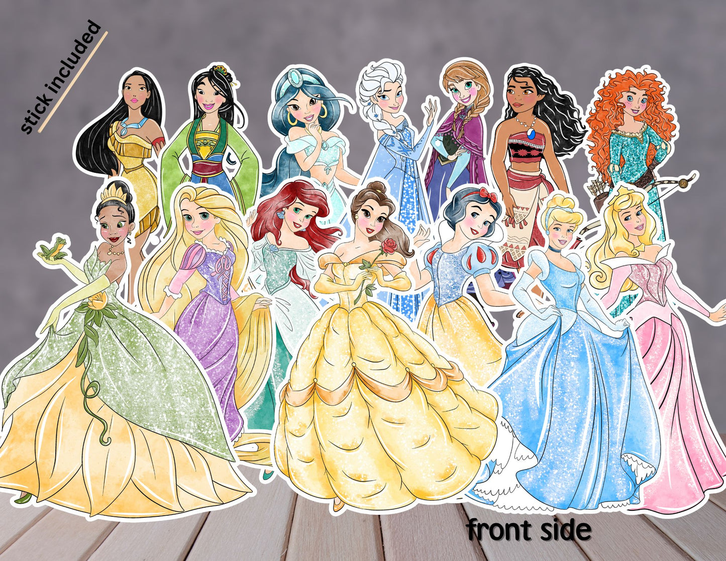 Watercolour Princesses Centerpieces, Princesses Party Decoration