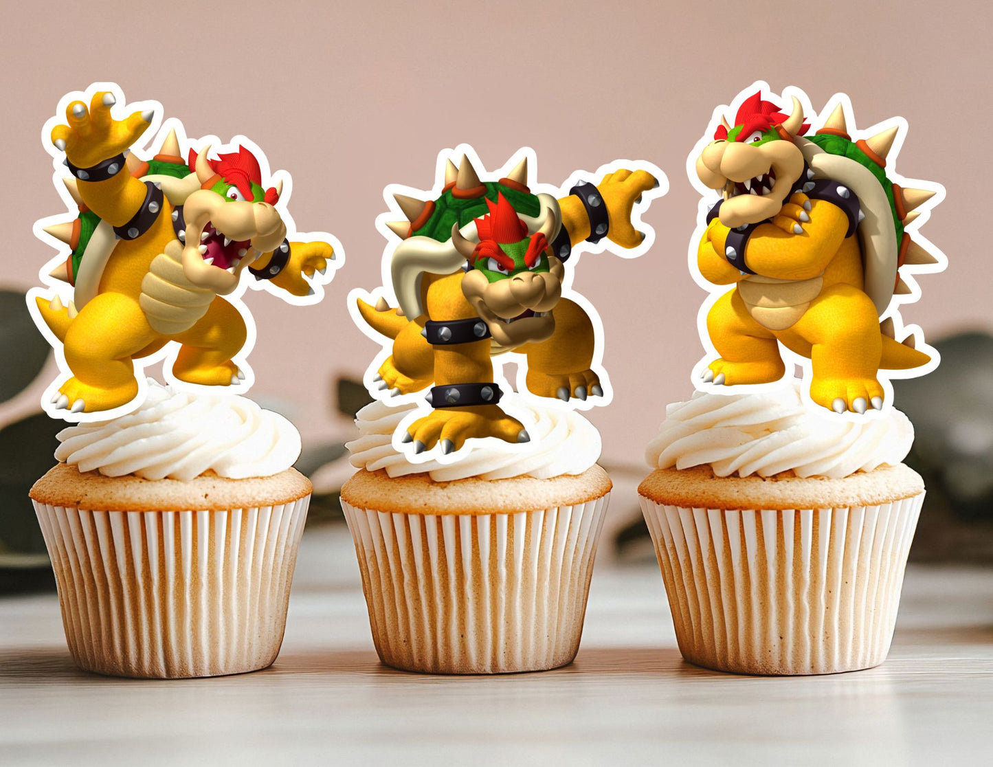 Bowser Cupcake Toppers, Gamer Cupcake Toppers, Power Up Toppers