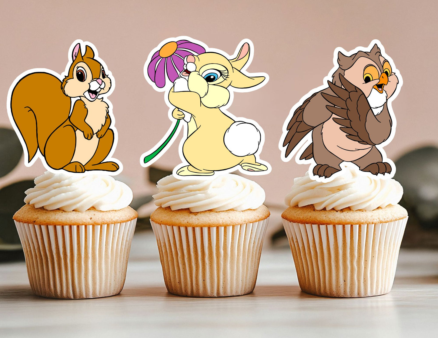 Woodland Cupcake Toppers, Bambi Deer Cupcake Toppers, Bunny Toppers