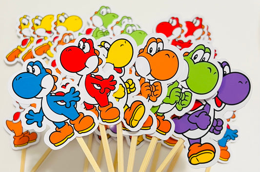 Customized Rainbow Dinosaur Cupcake Toppers, Multi Coloured Dino Toppers